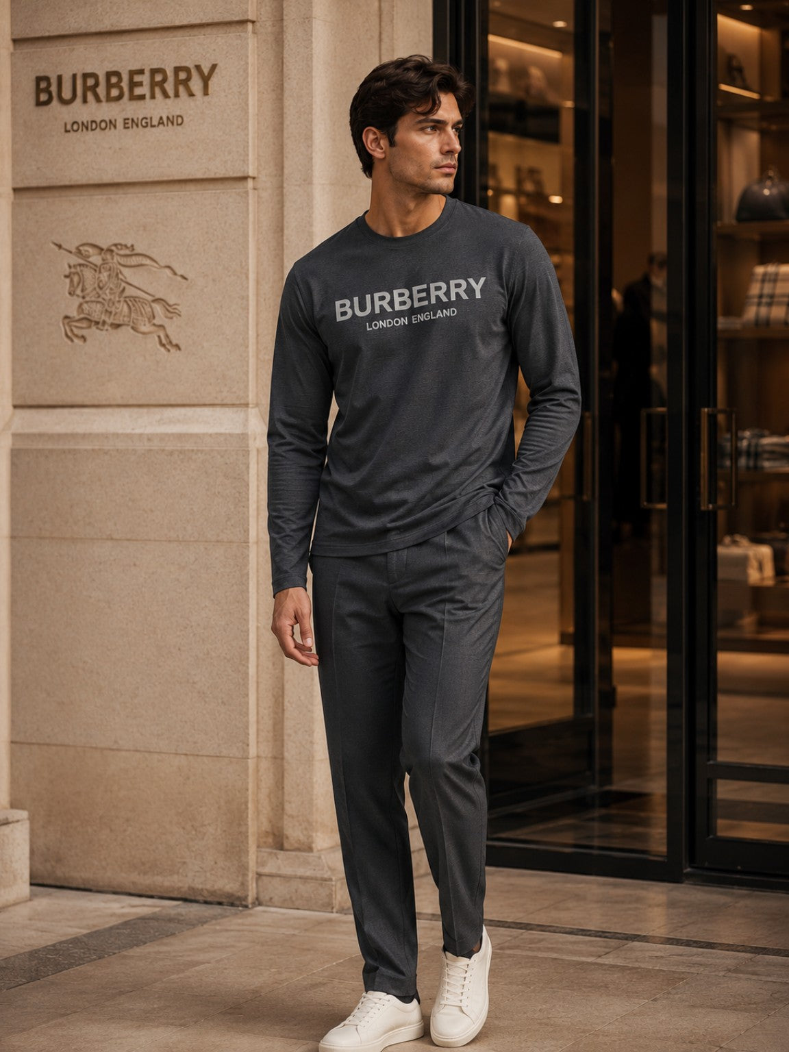 Men’s Premium Ribbed Full Sleeve Casual T-Shirt