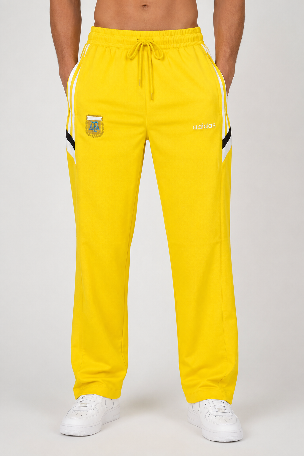 Men’s Yellow 3-Stripe Track Pants – Crush Lycra Relaxed Fit