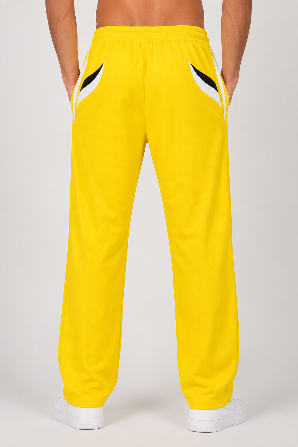 Men’s Yellow 3-Stripe Track Pants – Crush Lycra Relaxed Fit