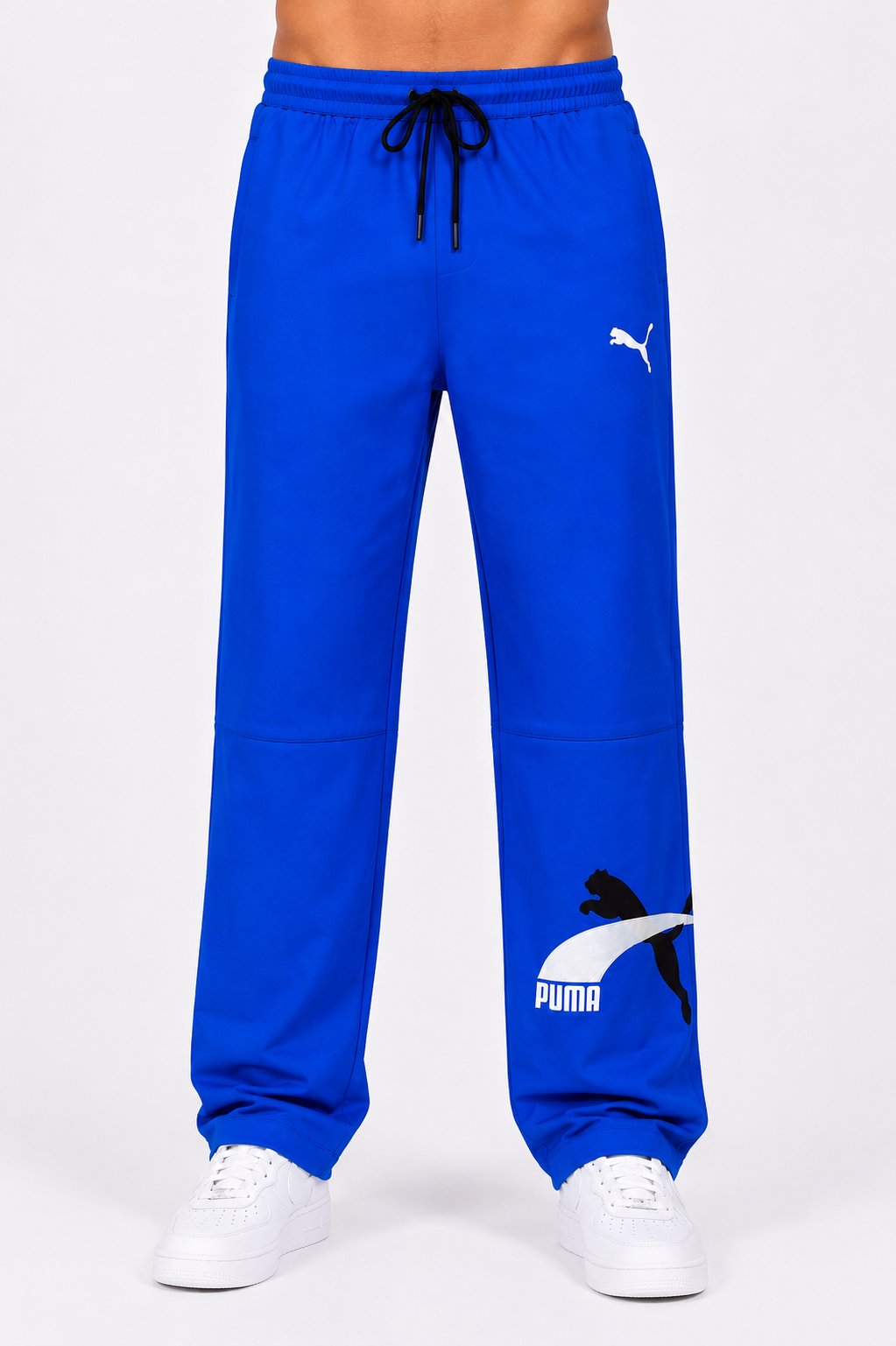 Men's Premium Oversized Logo Track Pants – Olive Green, Red & Royal Blue
