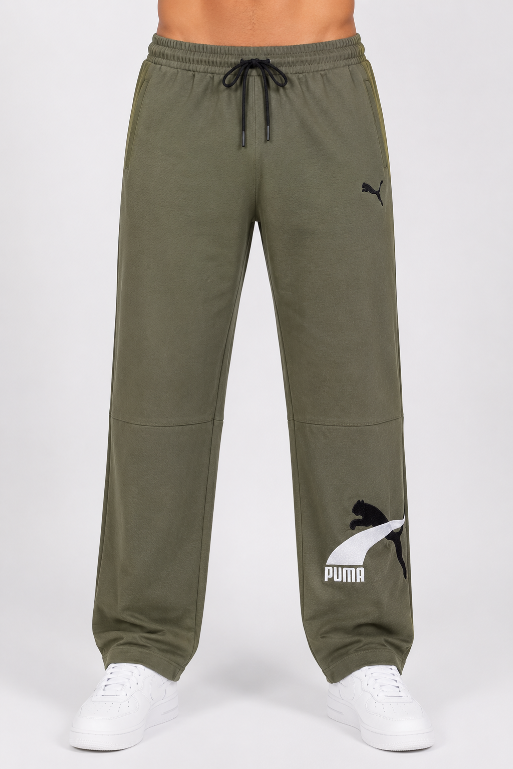 Men's Premium Oversized Logo Track Pants – Olive Green, Red & Royal Blue