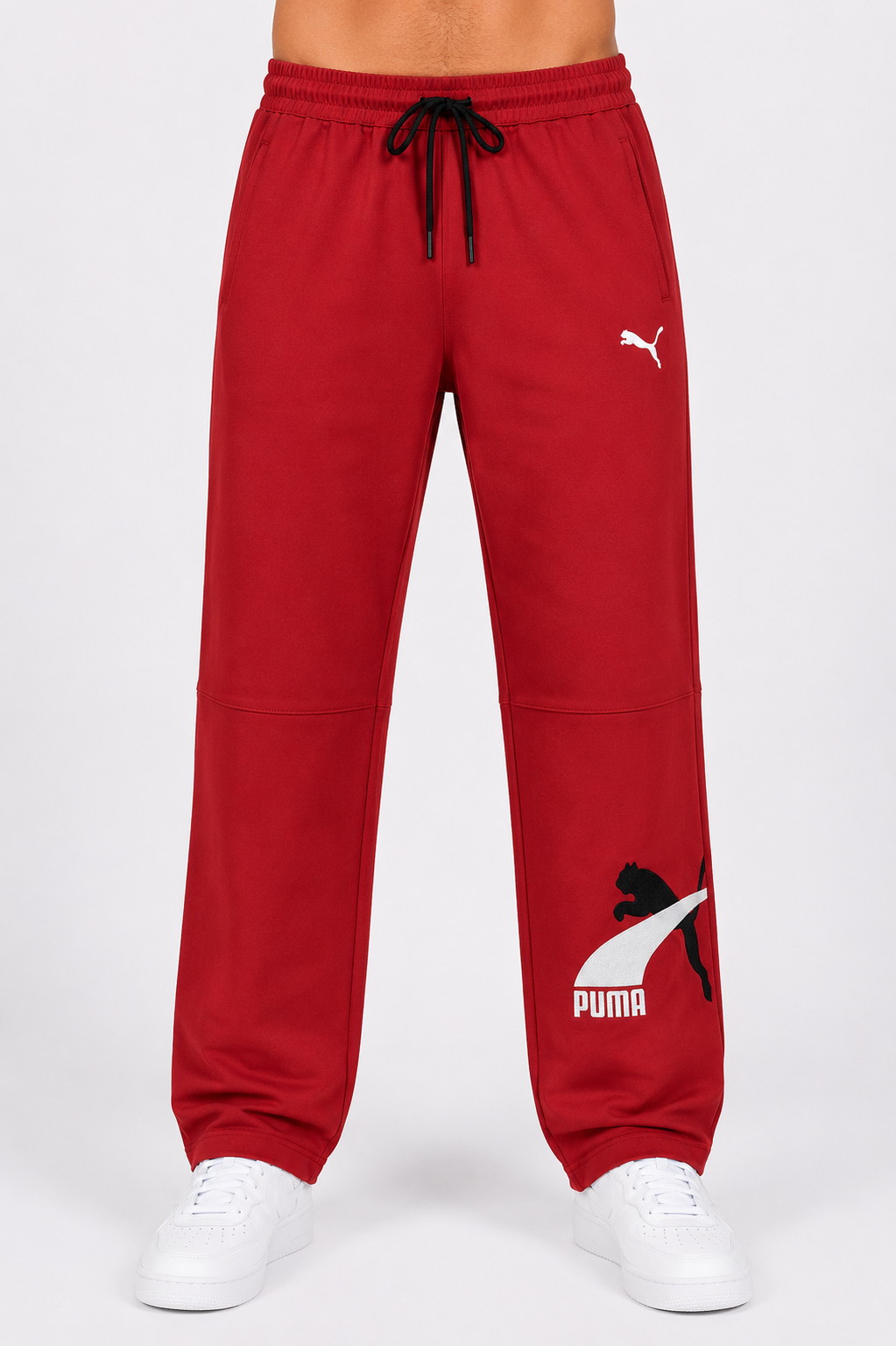 Men's Premium Oversized Logo Track Pants – Olive Green, Red & Royal Blue