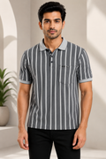 Men's Premium Striped Polo T-Shirt | Regular Fit | Half Sleeves | Chest Pocket