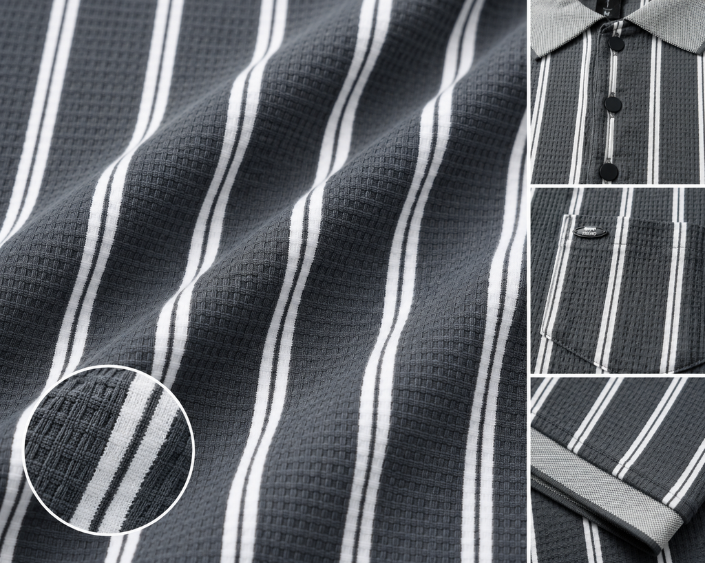 Men's Premium Striped Polo T-Shirt | Regular Fit | Half Sleeves | Chest Pocket