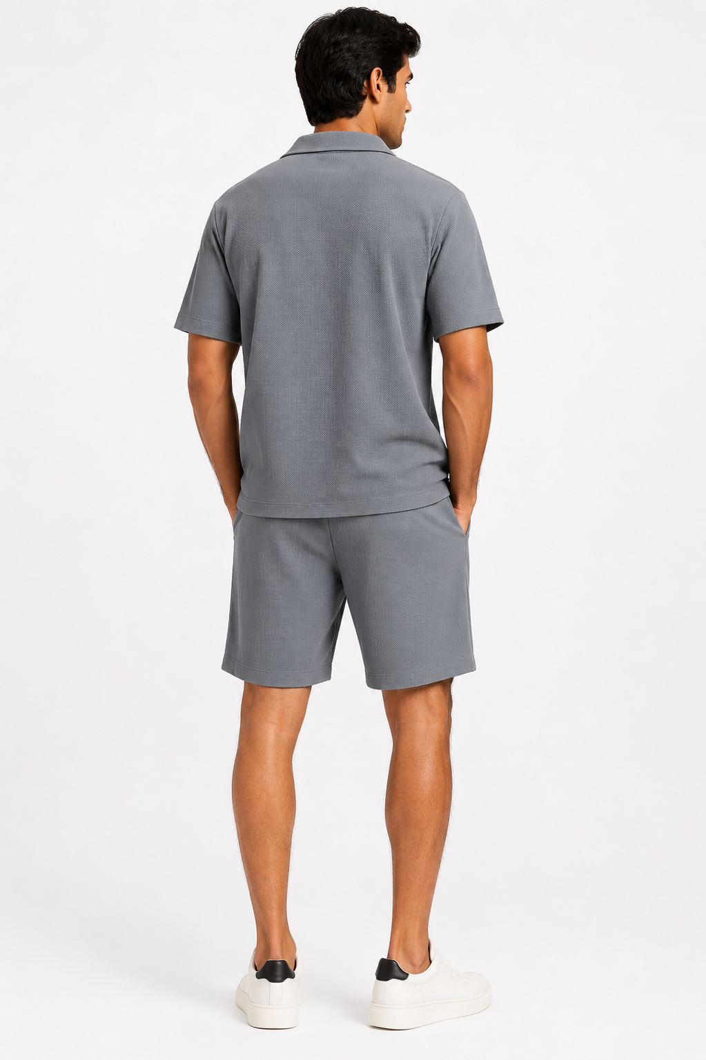 Men's Premium Textured Co-ord Set | Half Sleeve Shirt & Shorts