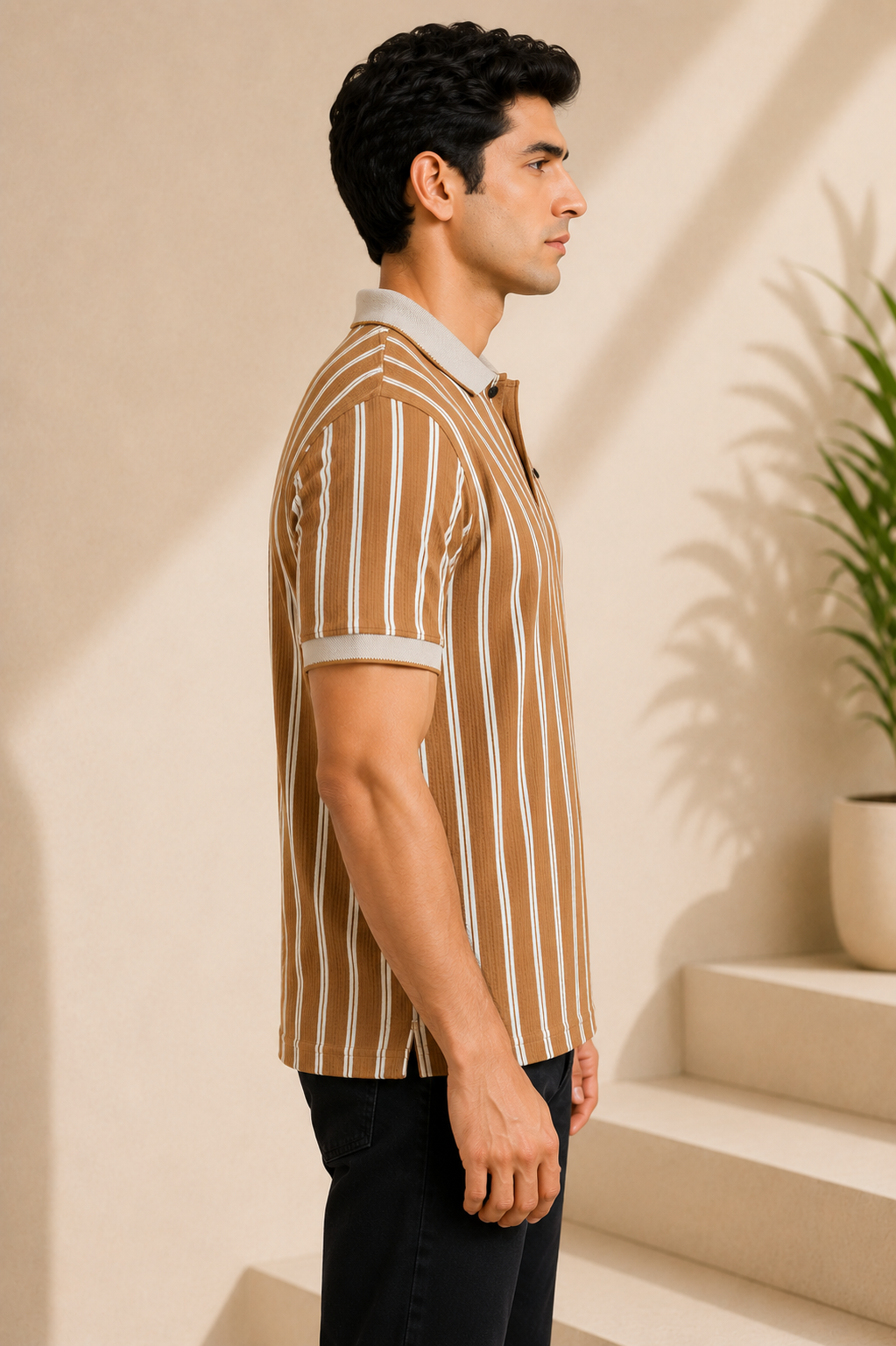 Men's Premium Striped Polo T-Shirt | Regular Fit | Half Sleeves | Chest Pocket