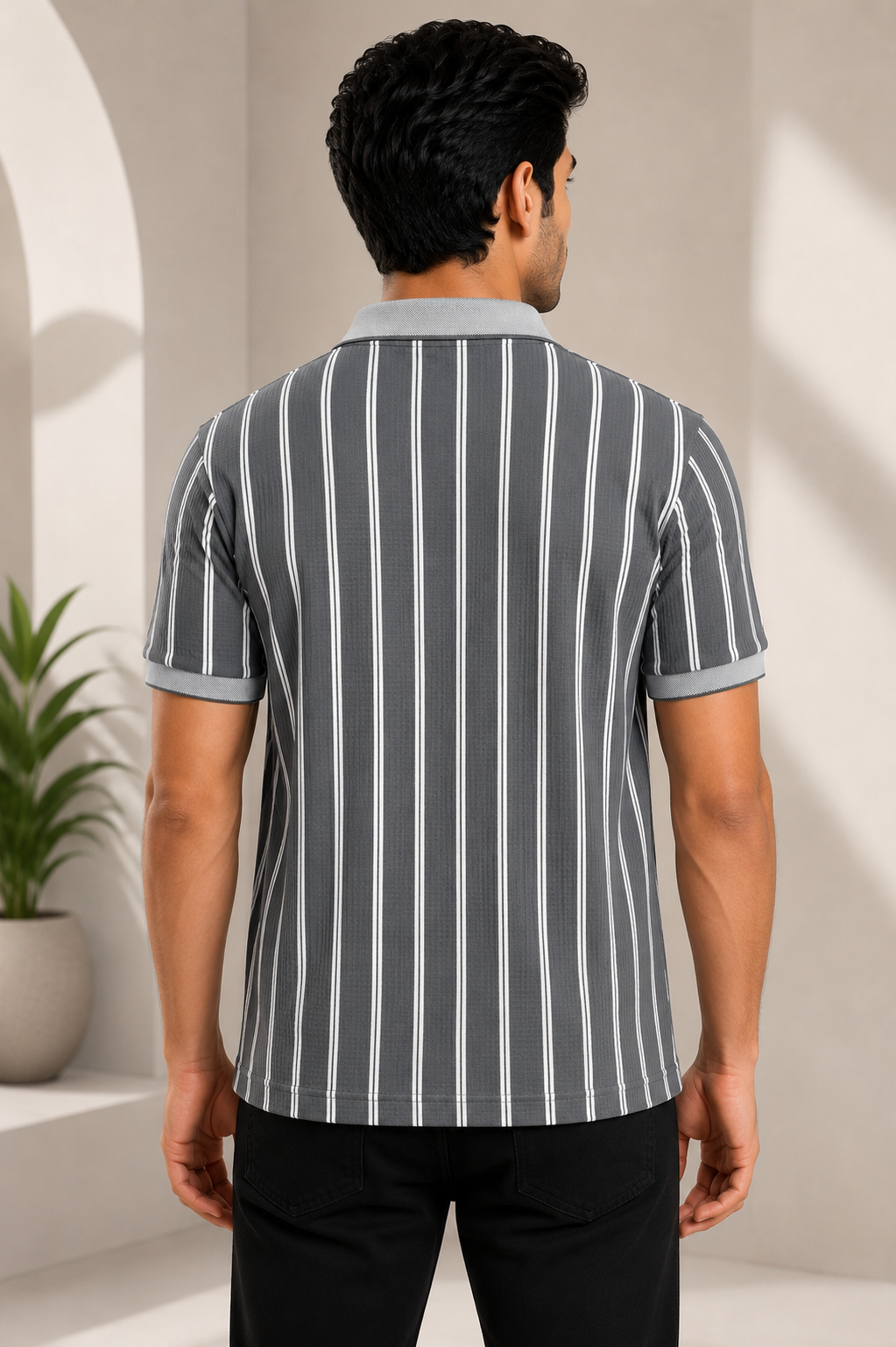 Men's Premium Striped Polo T-Shirt | Regular Fit | Half Sleeves | Chest Pocket