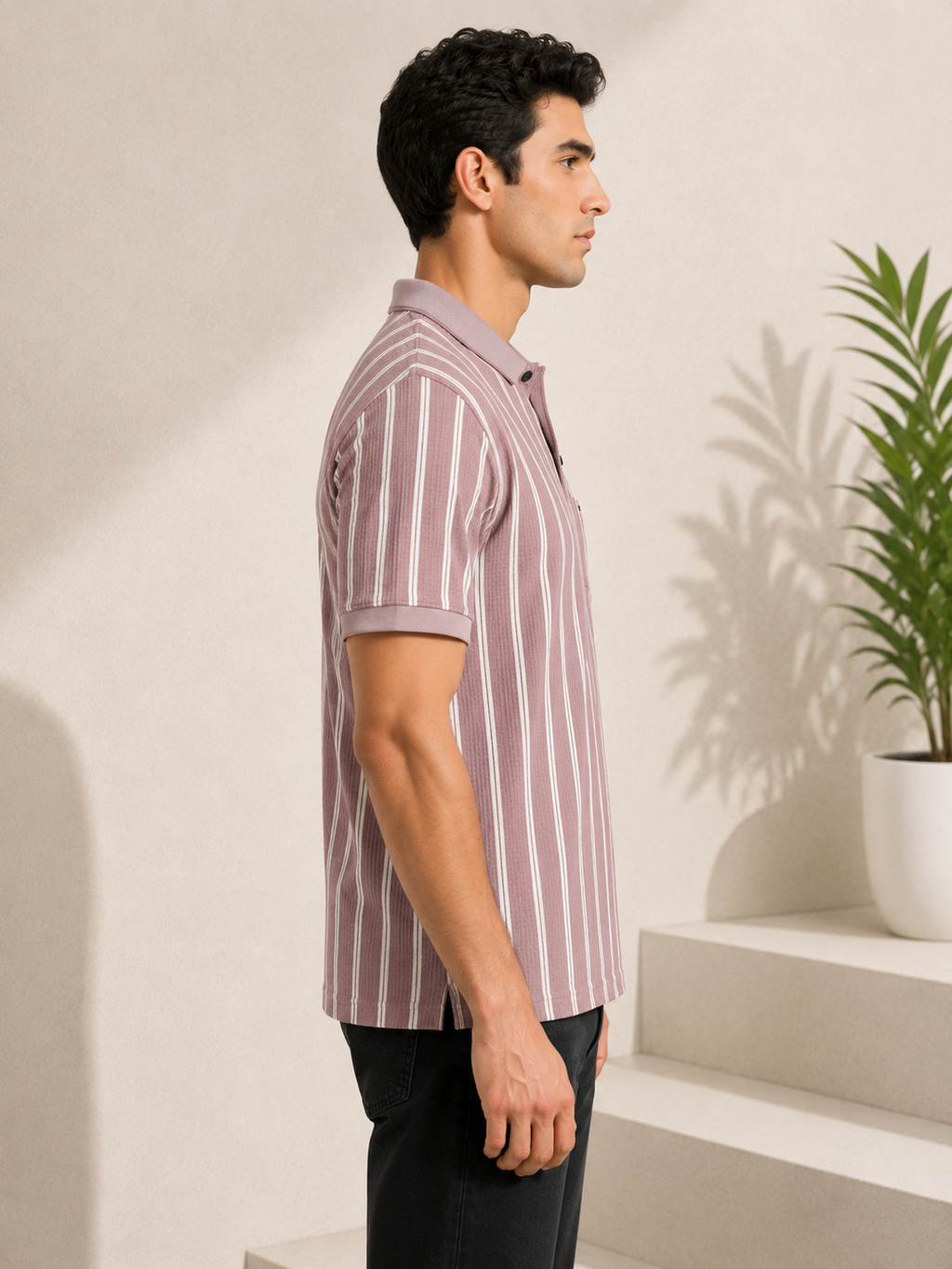 Men's Premium Striped Polo T-Shirt | Regular Fit | Half Sleeves | Chest Pocket