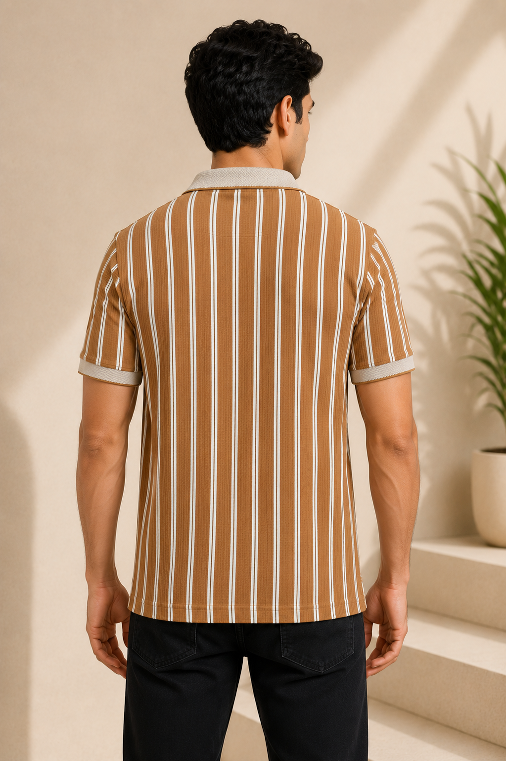 Men's Premium Striped Polo T-Shirt | Regular Fit | Half Sleeves | Chest Pocket