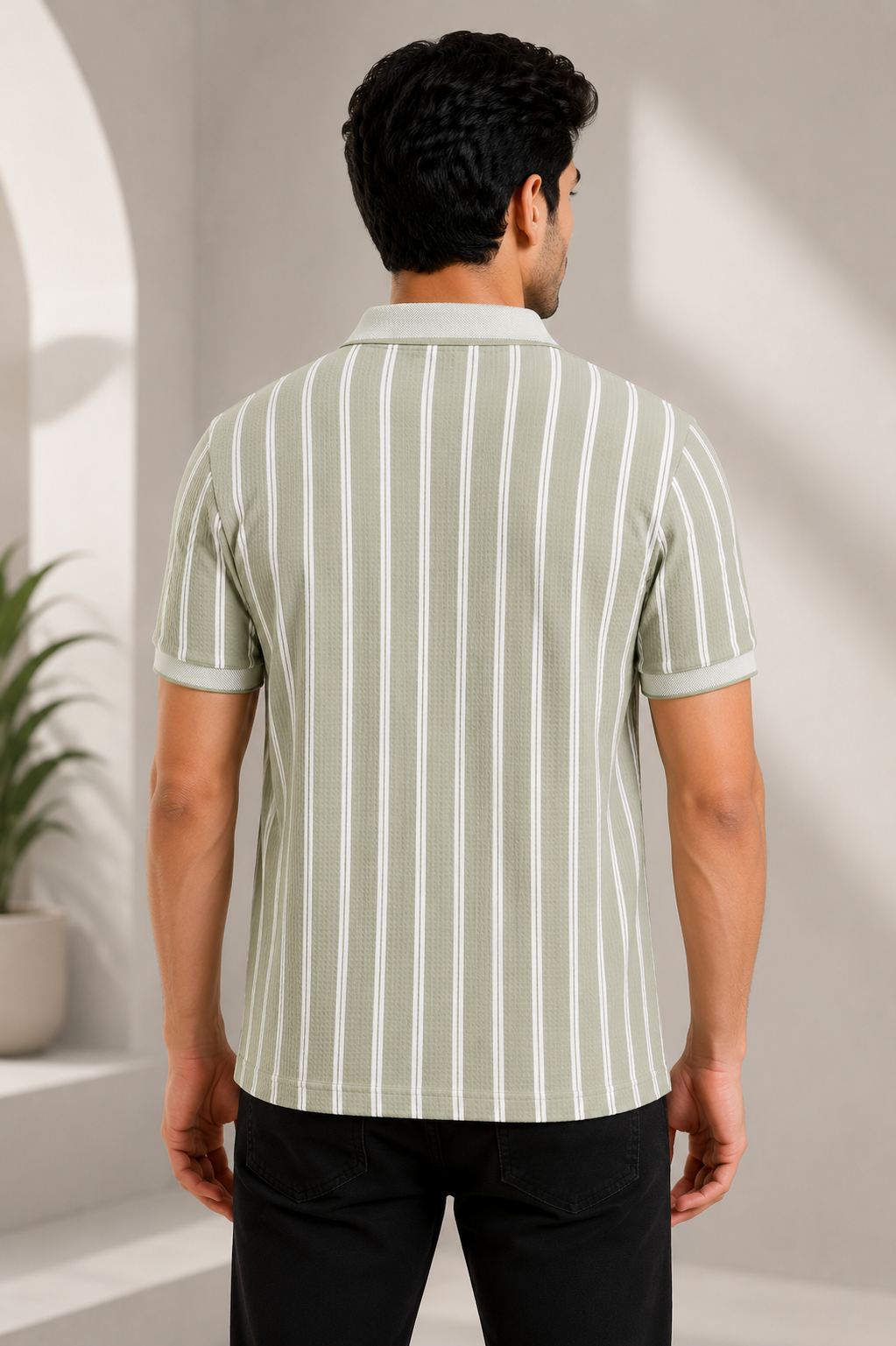 Men's Premium Striped Polo T-Shirt | Regular Fit | Half Sleeves | Chest Pocket