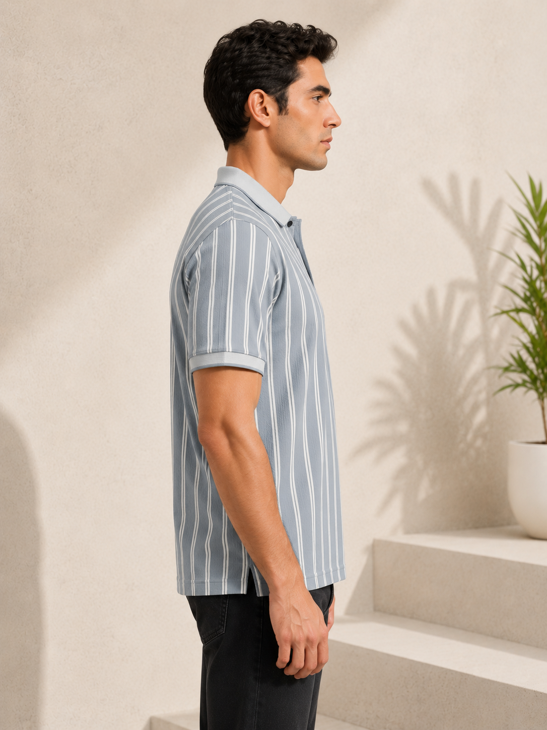 Men's Premium Striped Polo T-Shirt | Regular Fit | Half Sleeves | Chest Pocket