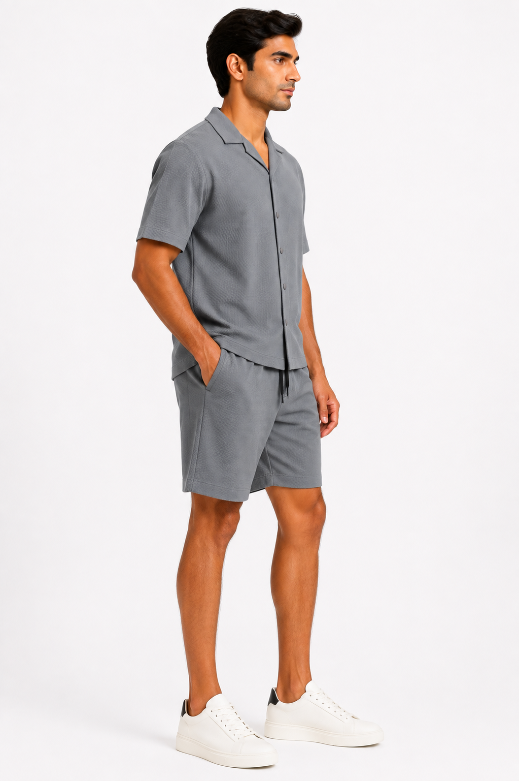 Men's Premium Textured Co-ord Set | Half Sleeve Shirt & Shorts