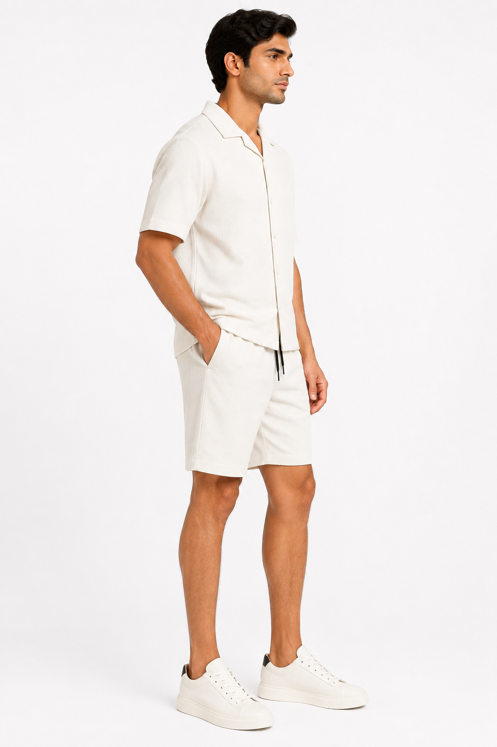 Men's Premium Textured Co-ord Set | Half Sleeve Shirt & Shorts