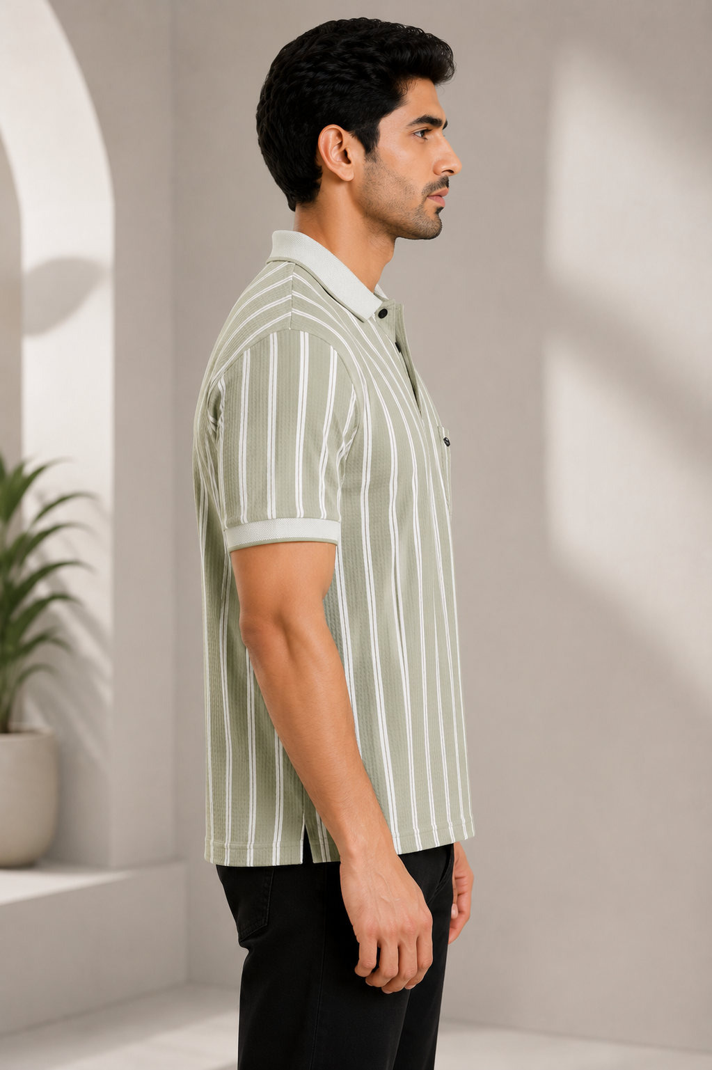 Men's Premium Striped Polo T-Shirt | Regular Fit | Half Sleeves | Chest Pocket