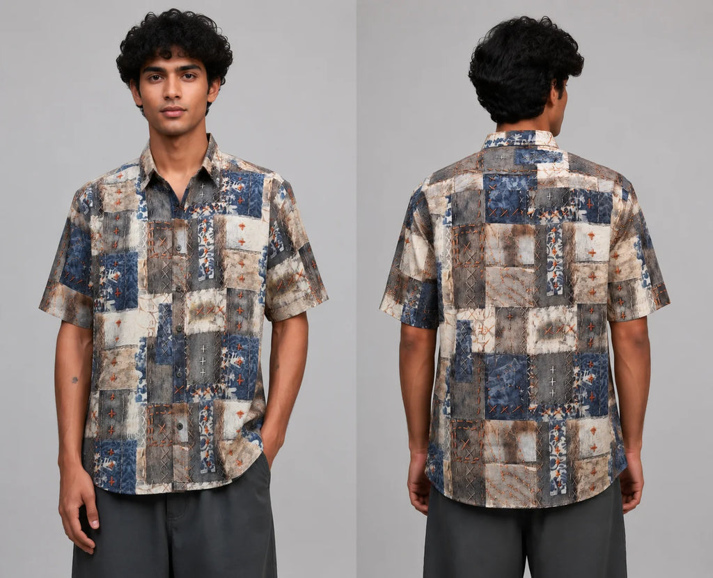 Patwork Print Half Sleeve Shirt