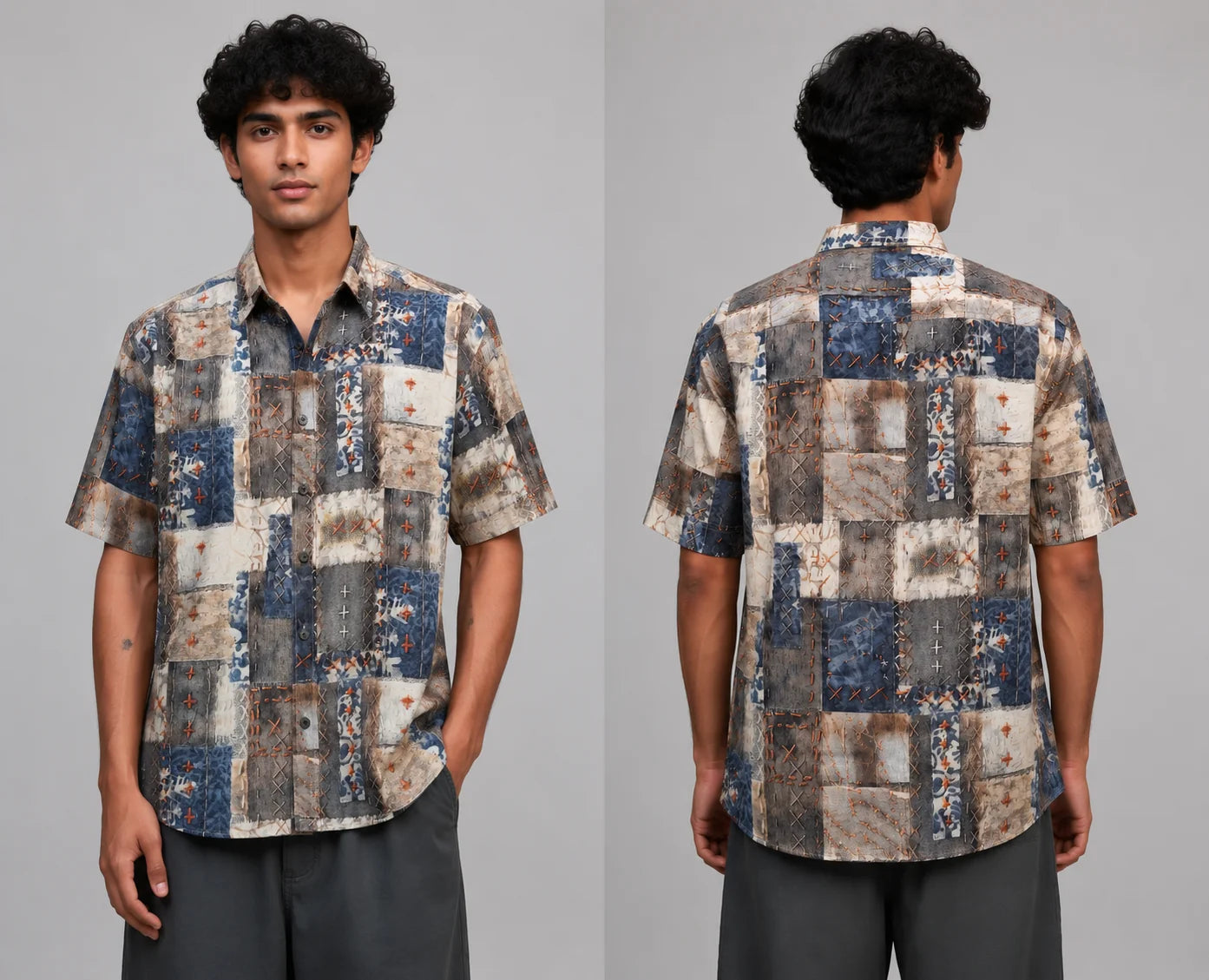 Patwork Print Half Sleeve Shirt