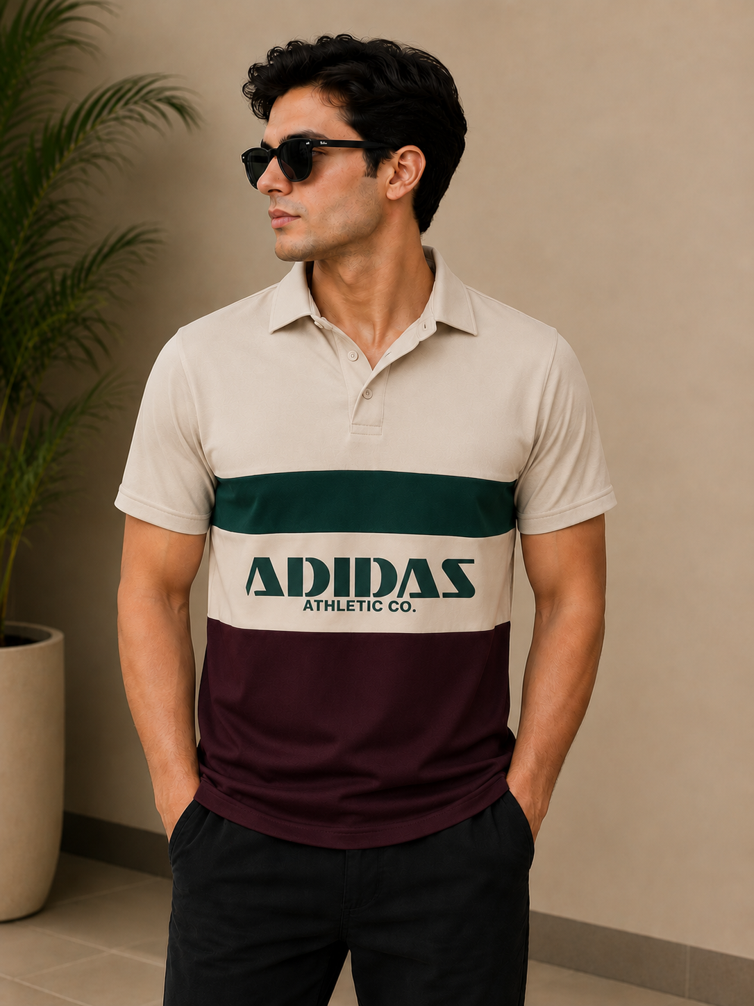 Adidas Athletic Co. Color Block Polo T-Shirt for Men | Premium Casual Fit