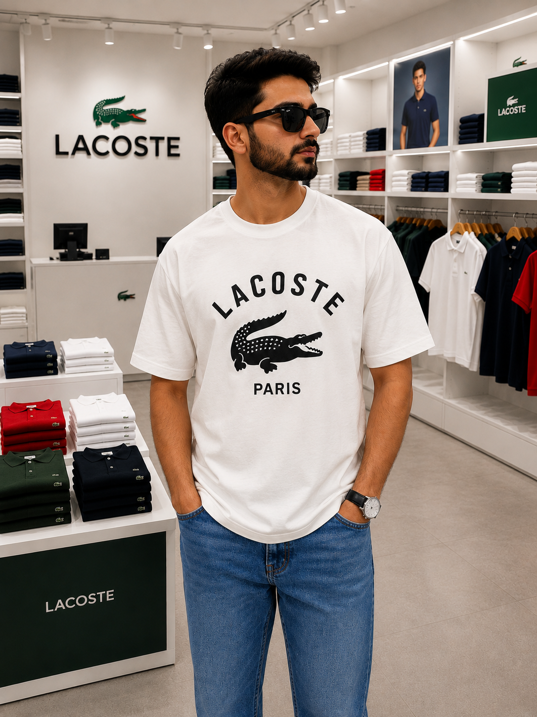 Premium Lacoste Style Oversized Cotton T-Shirt | Men’s Casual Round Neck Tee