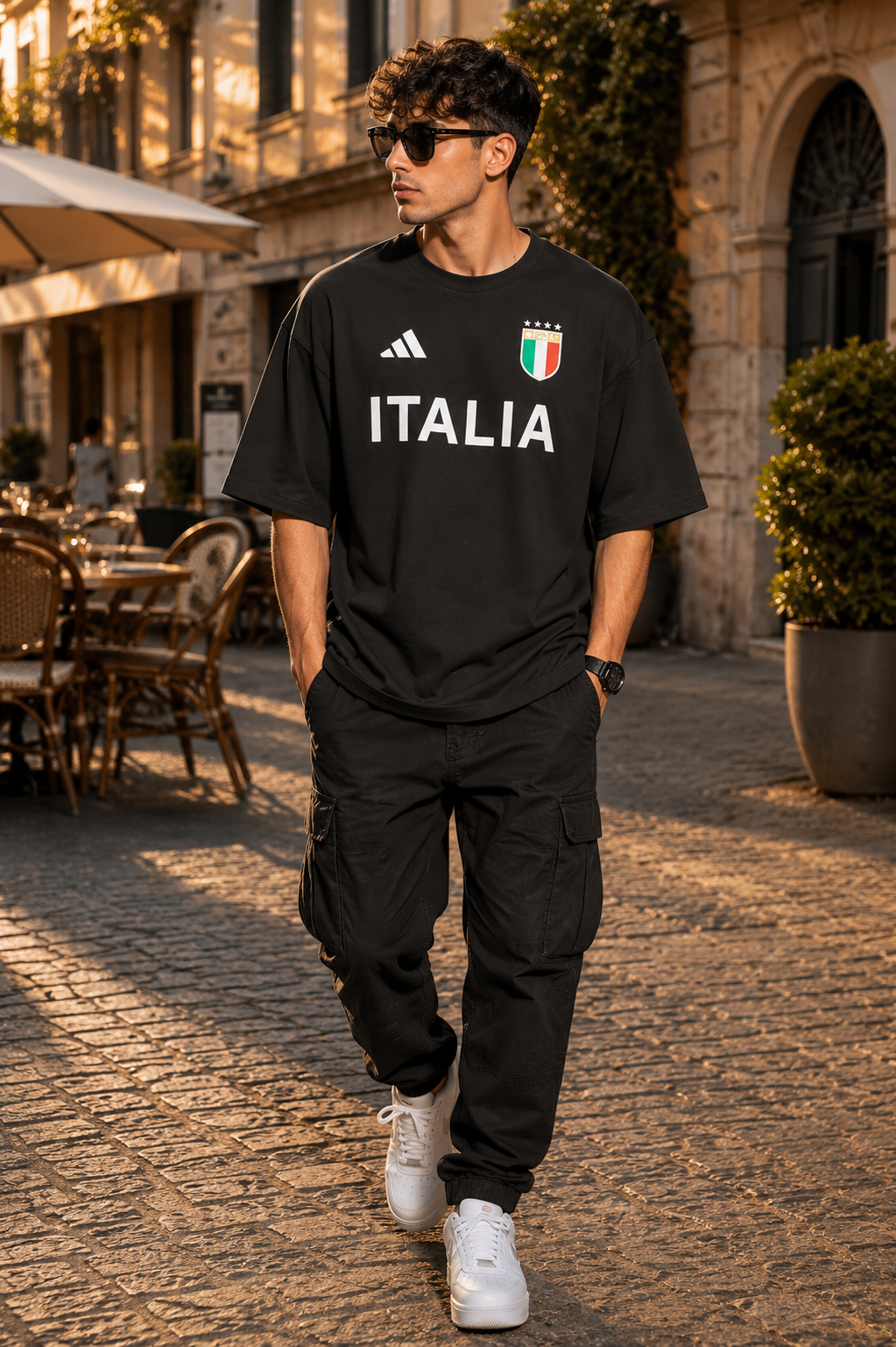 Italia Oversized Drop Shoulder T-Shirt for Men | Premium Cotton Streetwear |