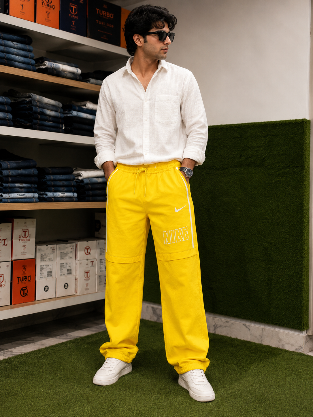 Men's Premium Yellow Jogger Track Pants | Lightweight Casual & Sportswear