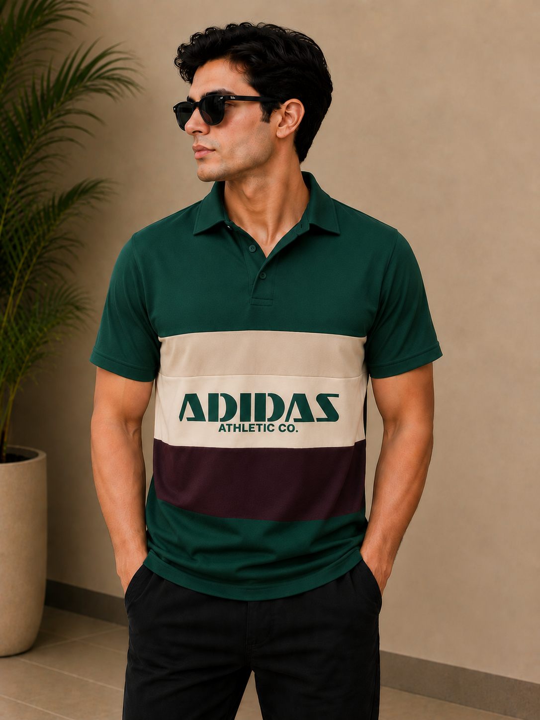 Adidas Athletic Co. Color Block Polo T-Shirt for Men | Premium Casual Fit