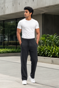Premium Men's NS Fabric Straight Fit Track Pants | Ultra-Soft Comfort | Everyday & Sports Wear | Charcoal Black