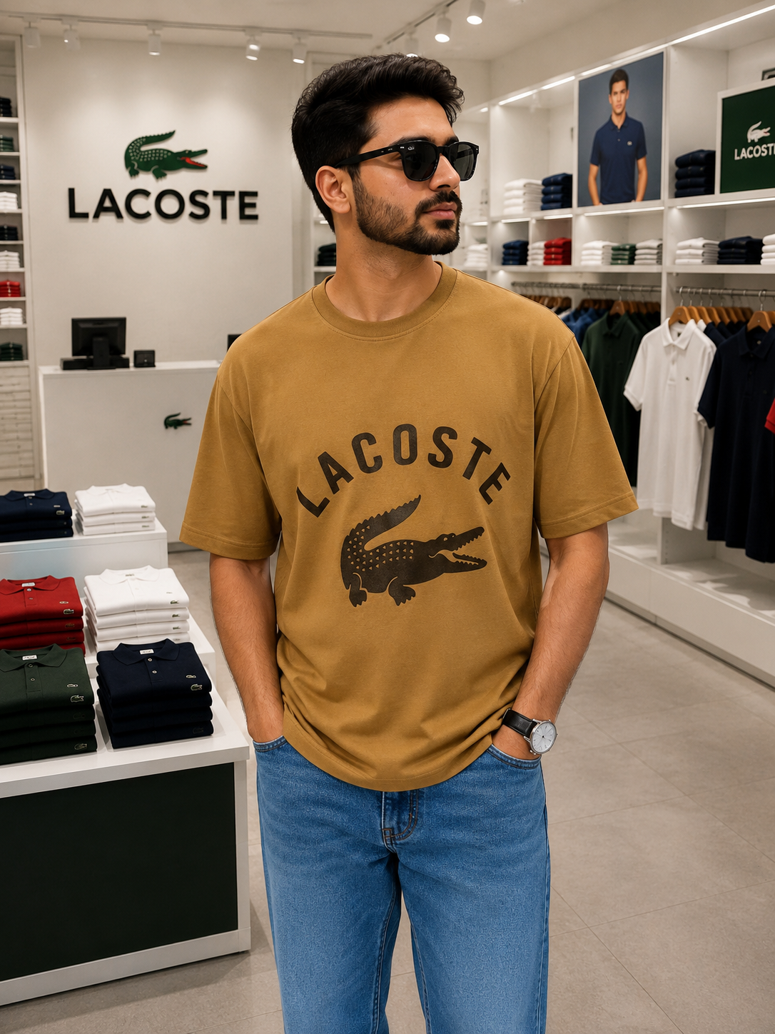 Premium Lacoste Style Oversized Cotton T-Shirt | Men’s Casual Round Neck Tee