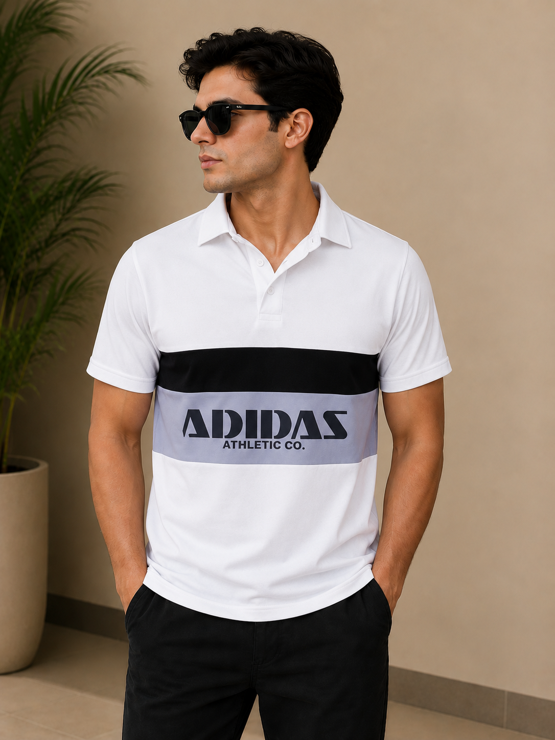Adidas Athletic Co. Color Block Polo T-Shirt for Men | Premium Casual Fit