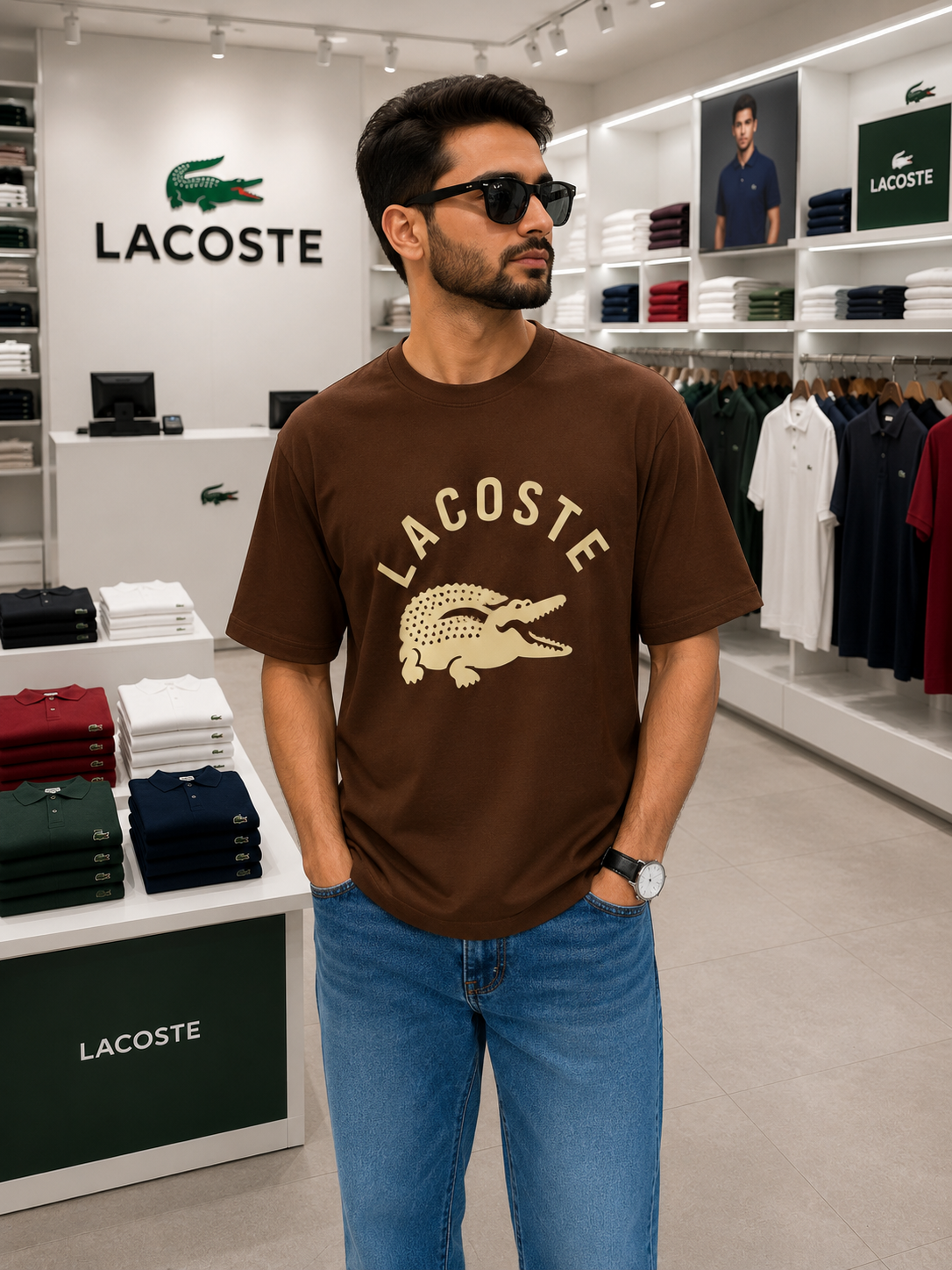 Premium Lacoste Style Oversized Cotton T-Shirt | Men’s Casual Round Neck Tee