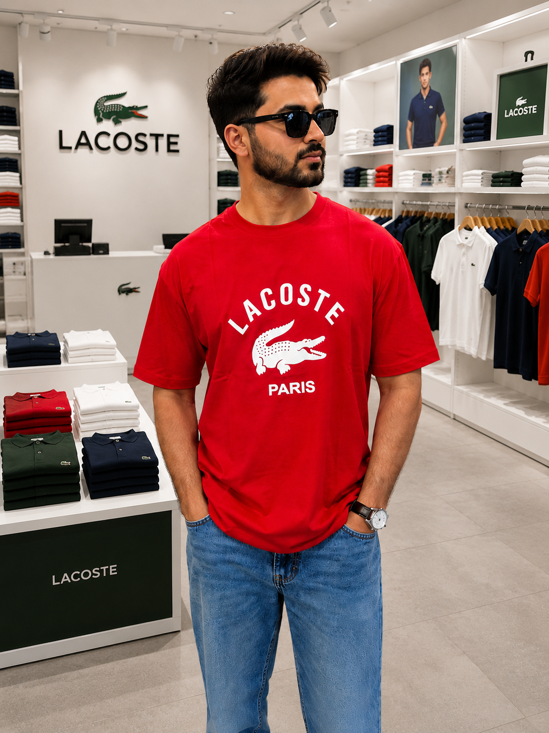 Premium Lacoste Style Oversized Cotton T-Shirt | Men’s Casual Round Neck Tee