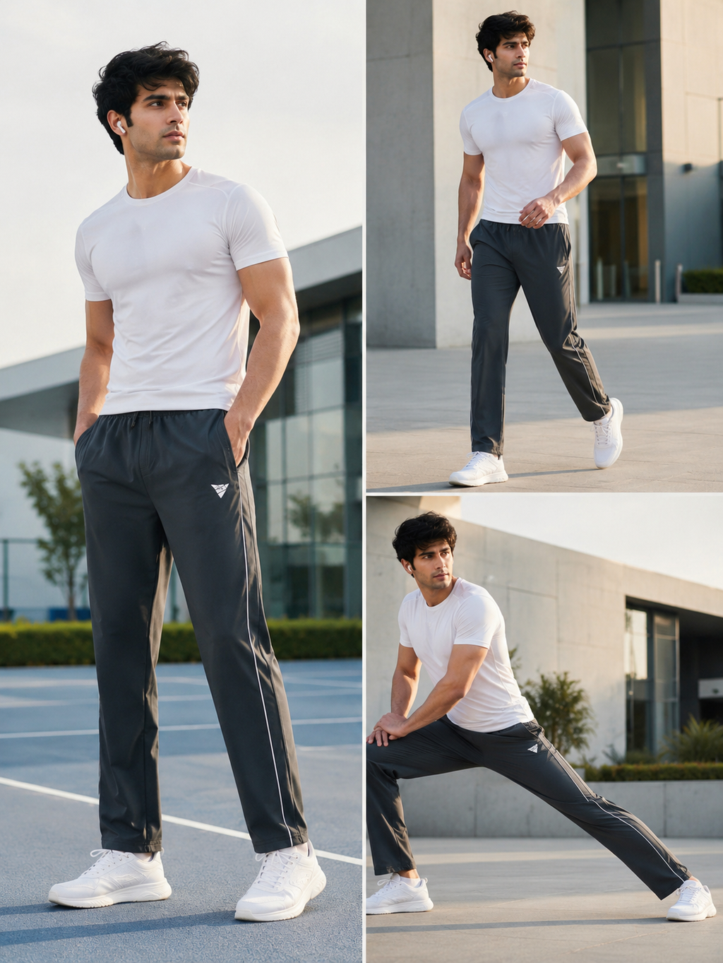 DS Premium NS Fabric Track Pants for Men | Straight Fit | Lightweight Sports & Casual Wear | Black