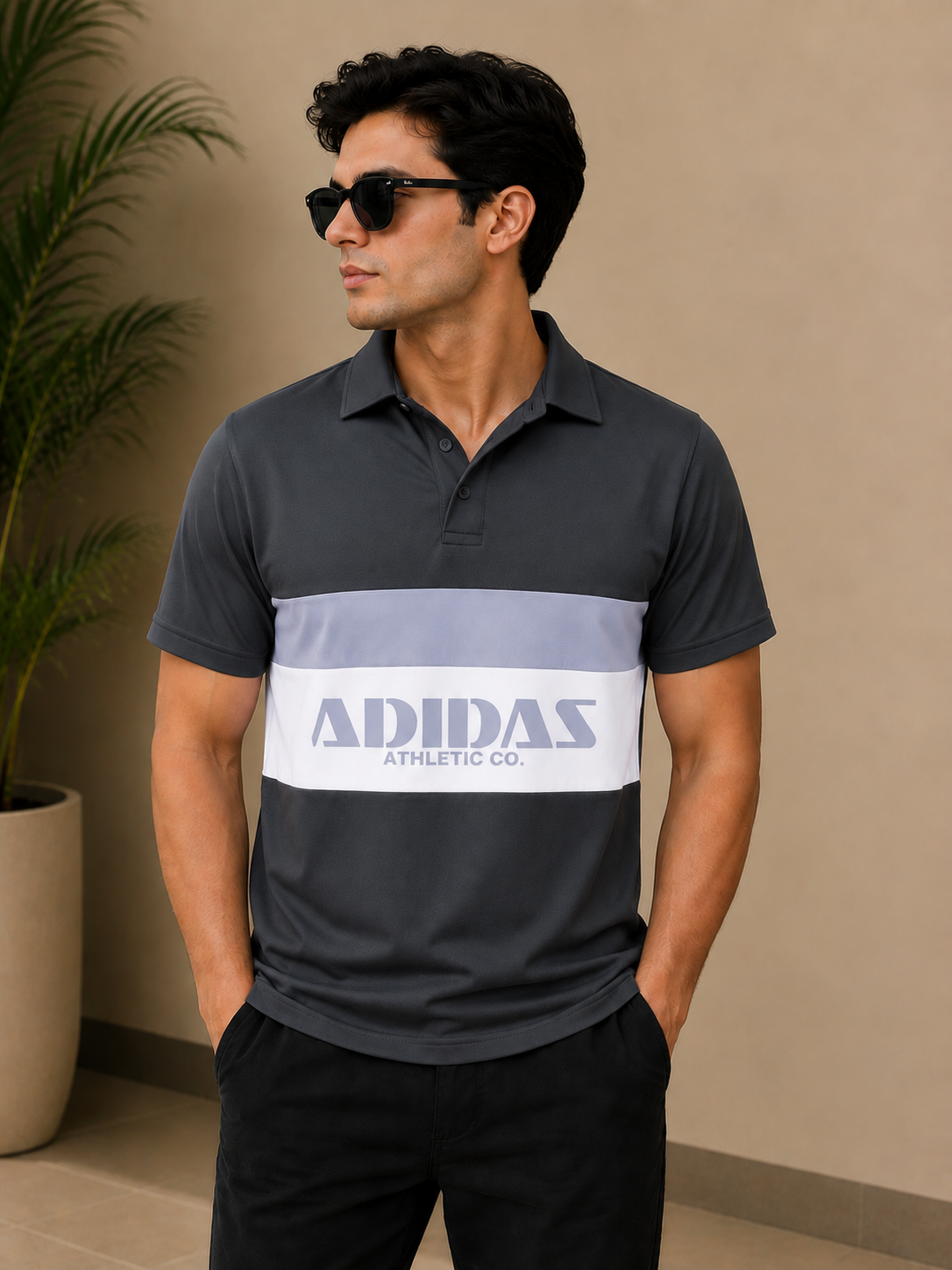 Adidas Athletic Co. Color Block Polo T-Shirt for Men | Premium Casual Fit