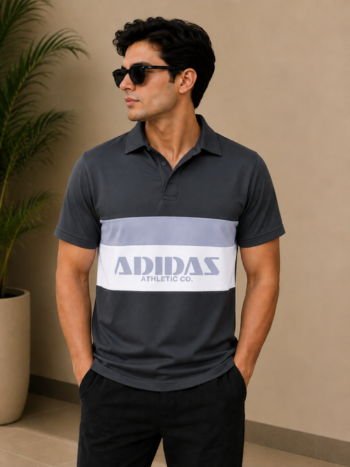 Adidas Athletic Co. Color Block Polo T-Shirt for Men | Premium Casual Fit