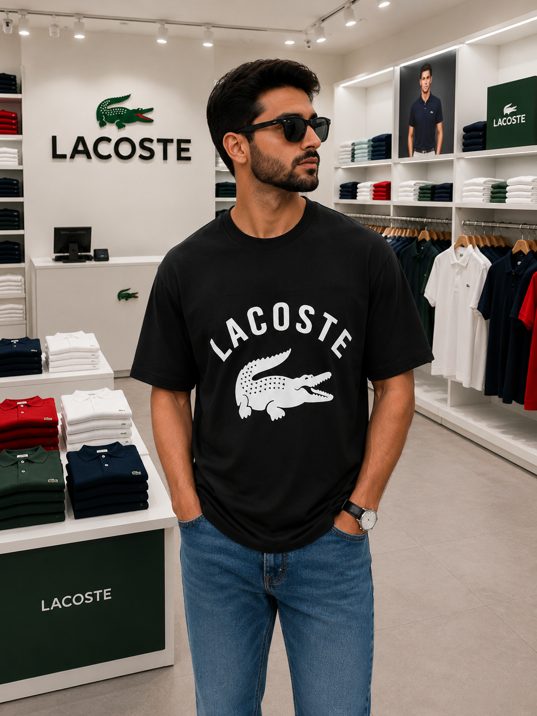 Premium Lacoste Style Oversized Cotton T-Shirt | Men’s Casual Round Neck Tee