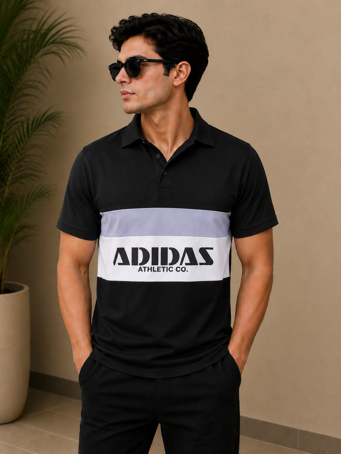 Adidas Athletic Co. Color Block Polo T-Shirt for Men | Premium Casual Fit