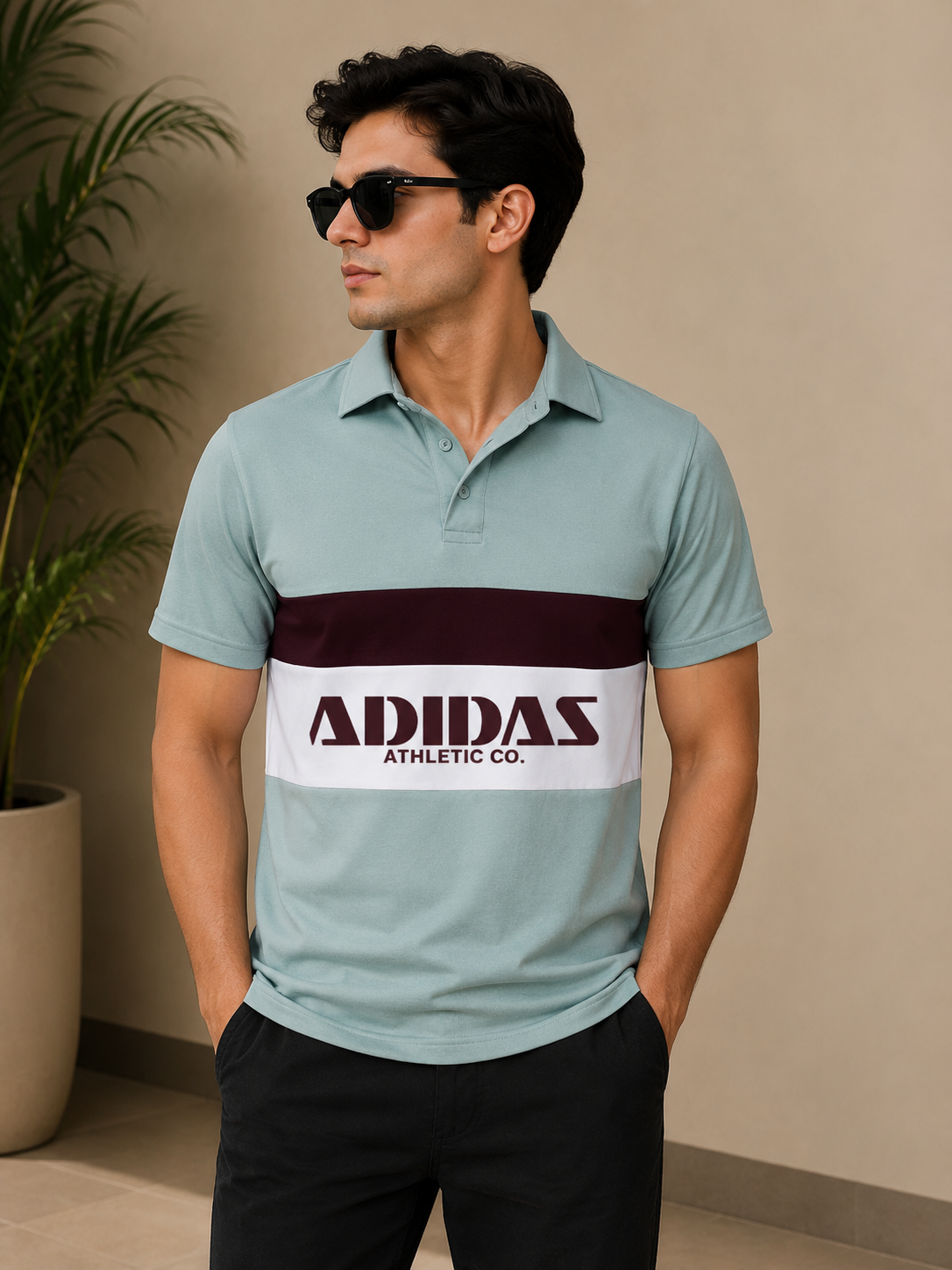 Adidas Athletic Co. Color Block Polo T-Shirt for Men | Premium Casual Fit