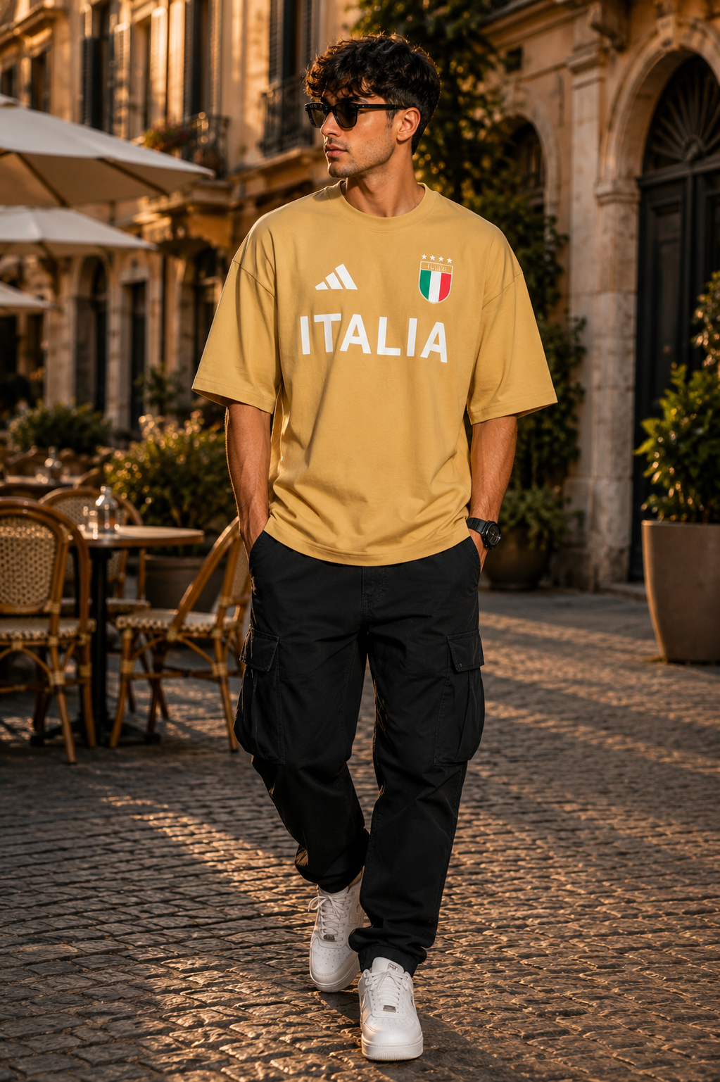 Italia Oversized Drop Shoulder T-Shirt for Men | Premium Cotton Streetwear |