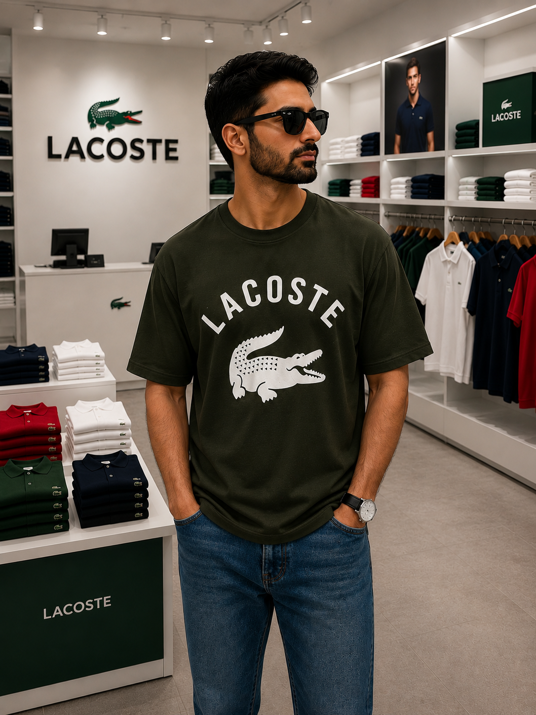 Premium Lacoste Style Oversized Cotton T-Shirt | Men’s Casual Round Neck Tee
